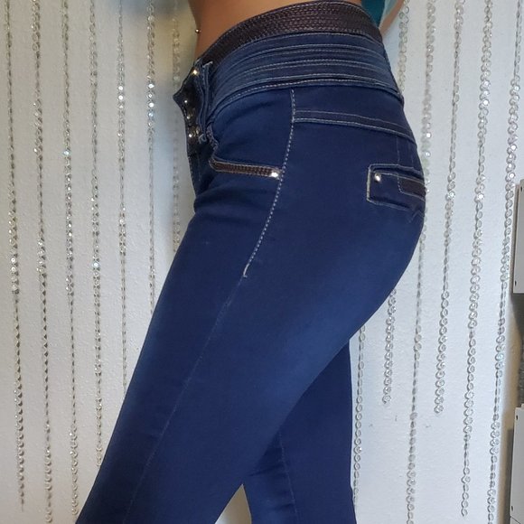 TUSH PUSH Jr. women dark wash stretch jeans size 1 - Picture 6 of 11